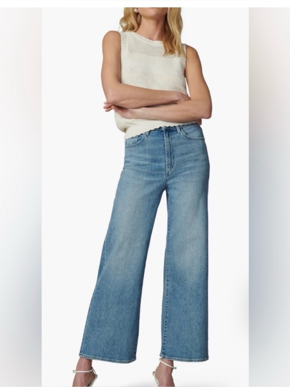 Joe's Jeans The Mia High Rise Wide Leg Ankle Jeans Blue Raw Hem | Size 28